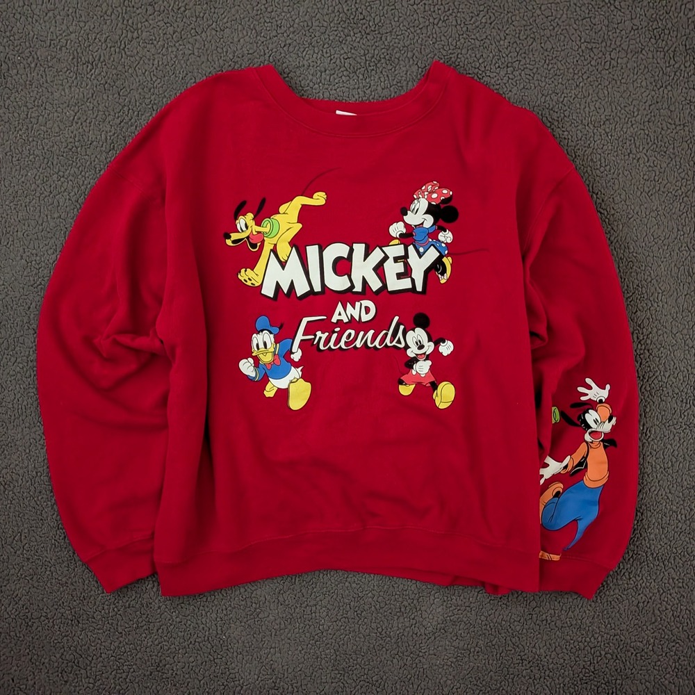 Disney Mickey and Friends Red Graphic Sweatshirt Goofy Sleeve XL LS42101SS